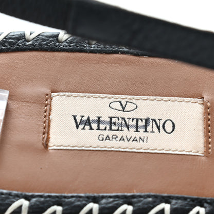 Valentino Garavani Pebbled Calfskin Rockstud Thong Espadrille Sandals 41 Black 7 of 8