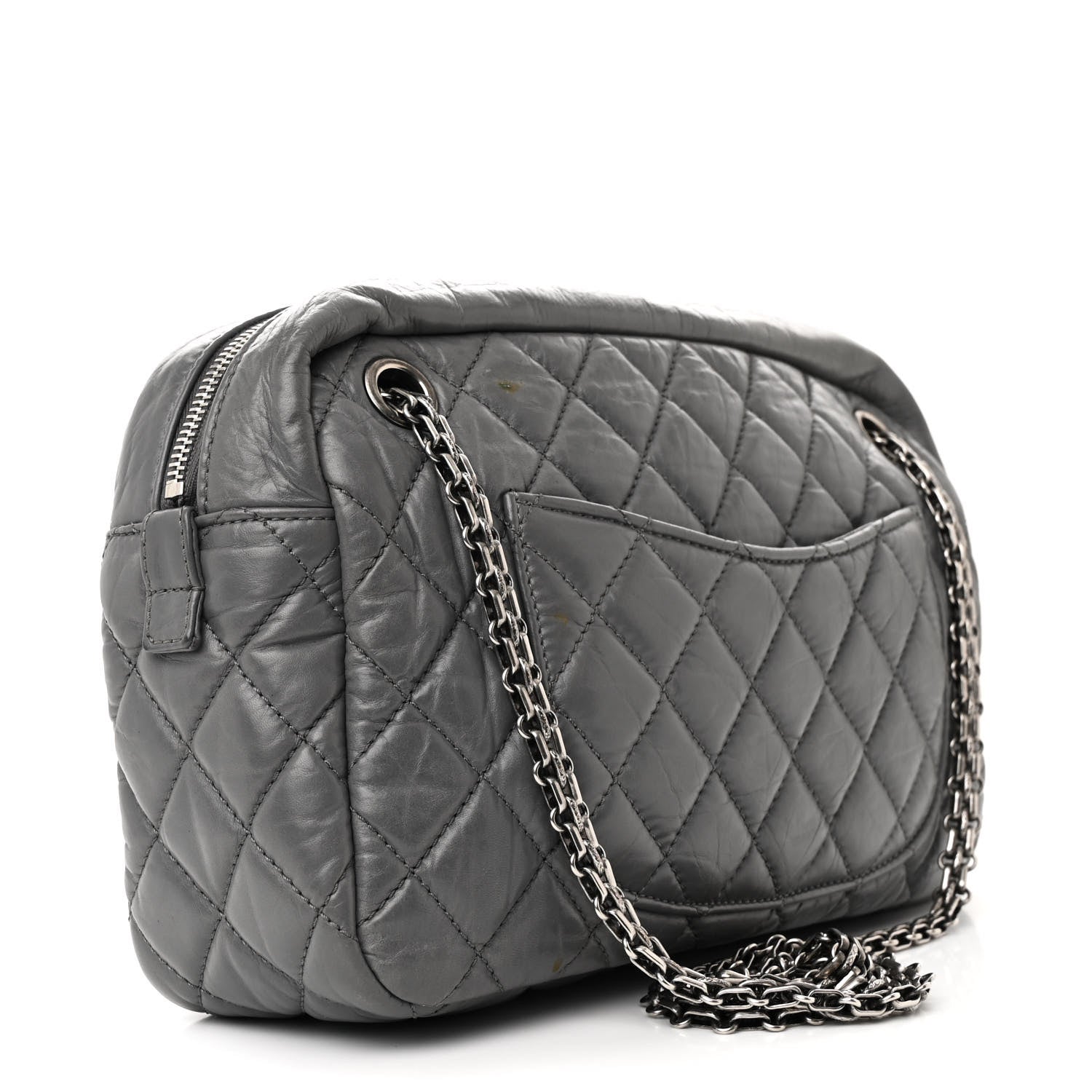 Chanel Aged Calfskin Quilted Medium Reissue Camera Case Grey 3 of 12