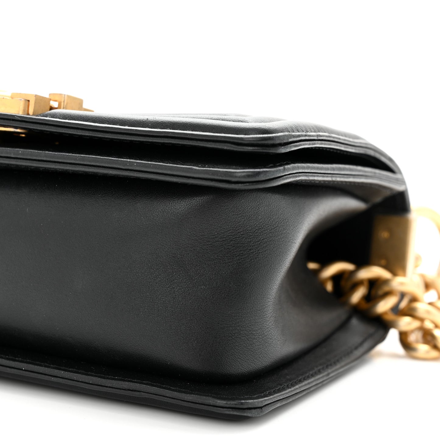Calfskin Small Boy Logo Top Handle Flap Black
