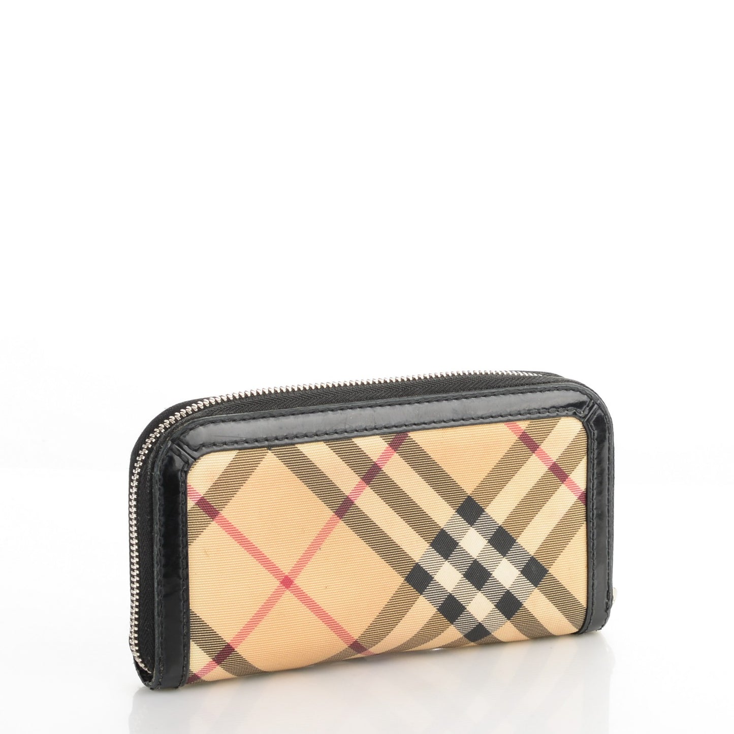 Supernova Check Large Zip Around Wallet Black
