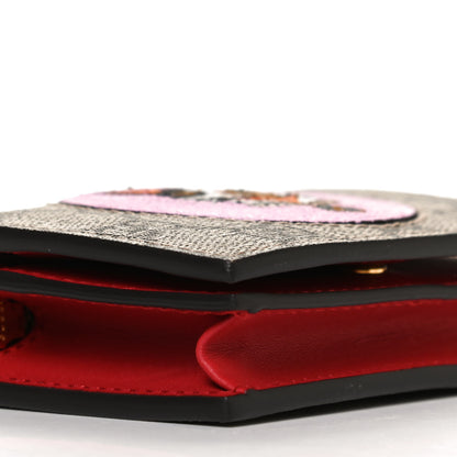 Gucci GG Supreme Monogram Bosco Patch Card Case Wallet Beige Malva Hibiscus Red 14 of 20