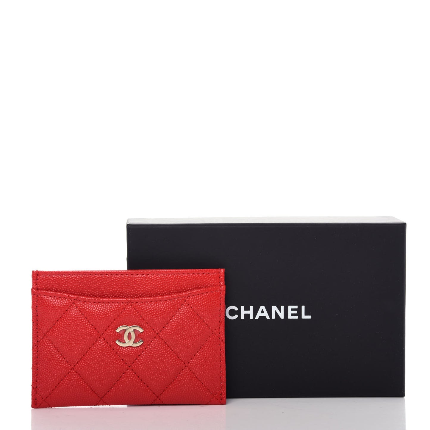 Caviar Quilted Card Holder Red