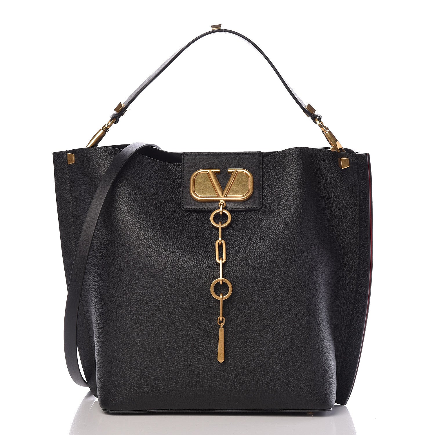 Valentino Garavani Grainy Calfskin Escape Hobo Bag Black 4 of 13