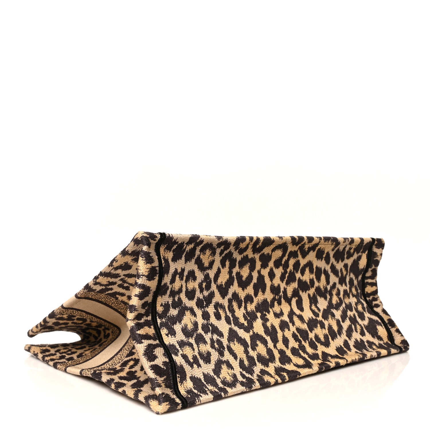 Christian Dior Canvas Mizza Embroidered Large Leopard Book Tote Beige 4 of 10