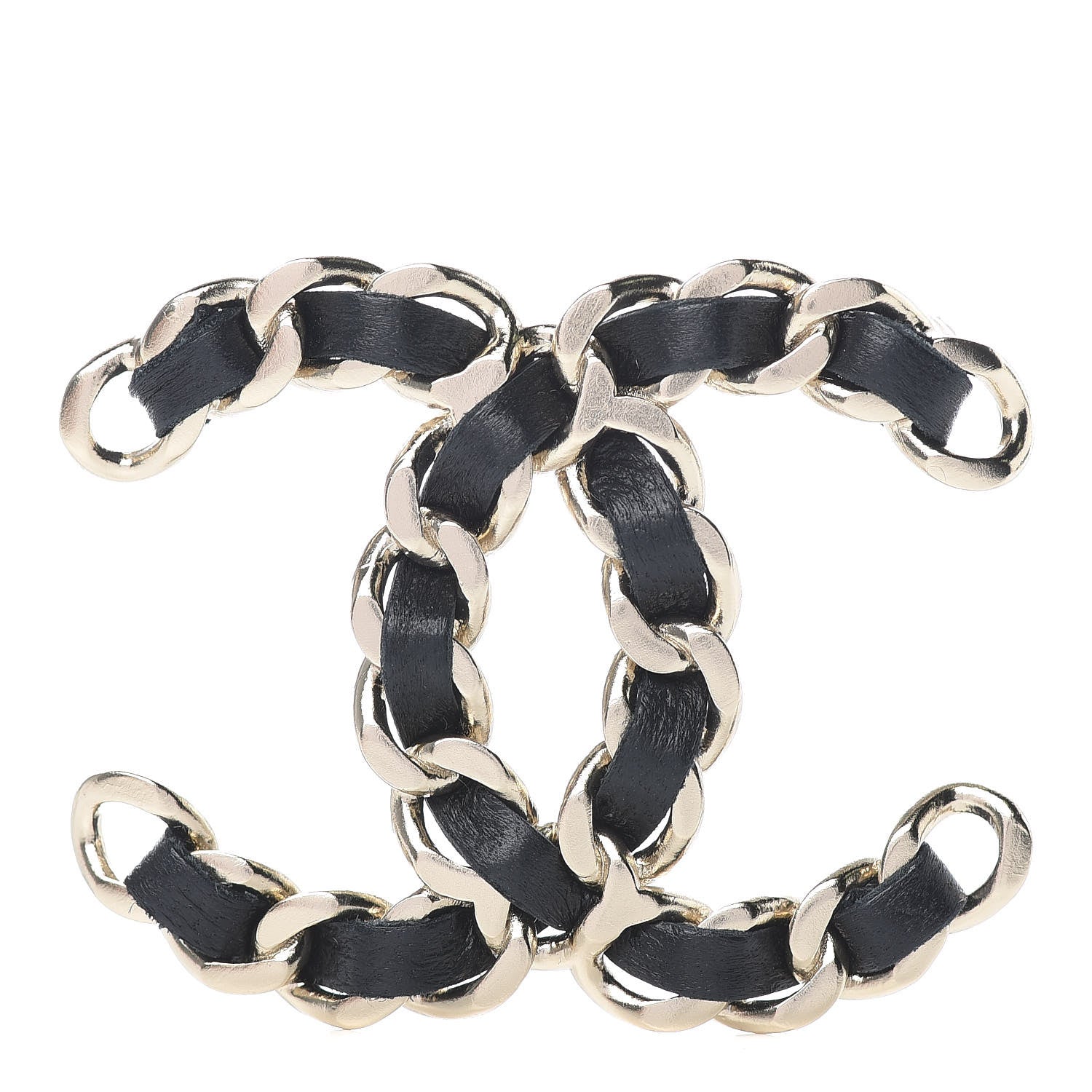 Chanel Lambskin Chain CC Brooch Black Gold 1 of 5