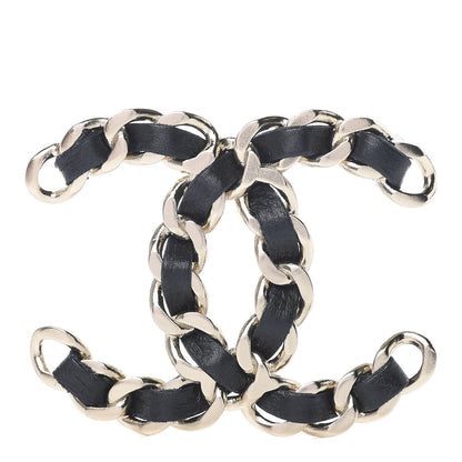 Chanel Lambskin Chain CC Brooch Black Gold 1 of 5