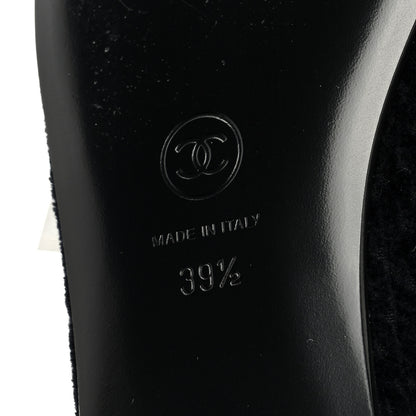 Chanel Tweed Caviar Cap Toe Ballerina Flats 39.5 Black 6 of 7