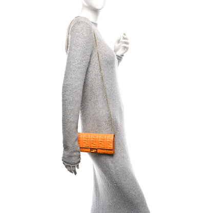 Fendi Nappa Matisse FF Embossed Continental Wallet On Chain Clementine 2 of 12