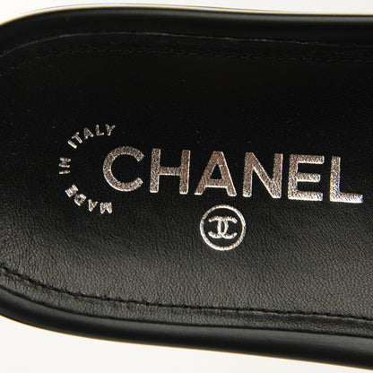 Chanel Tweed Lambskin Chain Flat Mules 37 Black Multicolor 6 of 8