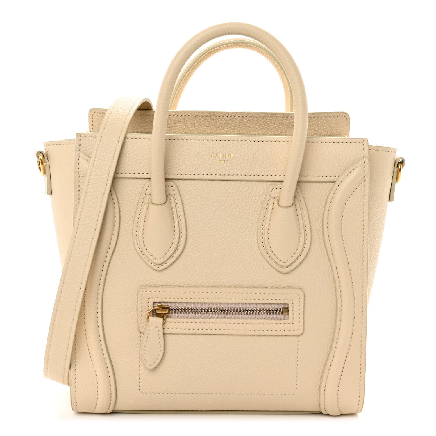 Celine Drummed Calfskin Nano Luggage Ivory 1 of 11