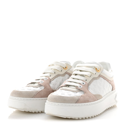 Louis Vuitton Suede Calfskin Monogram Embossed Time Out Sneakers 37 Rose Poudre 4 of 10