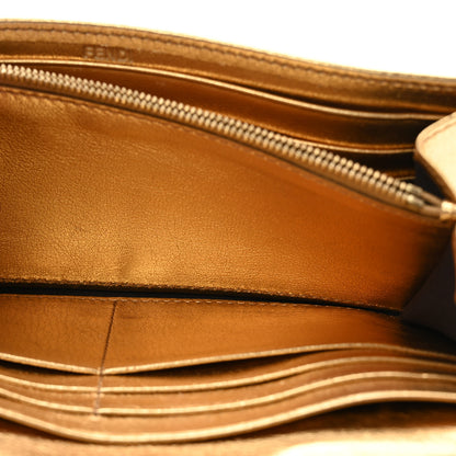 Fendi Vitello Catalan Mirror FF 1974 Embossed Continental Wallet on Chain Gold 4 of 9