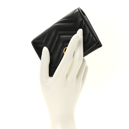 Gucci Calfskin Matelasse GG Marmont Card Case Wallet Black 2 of 9