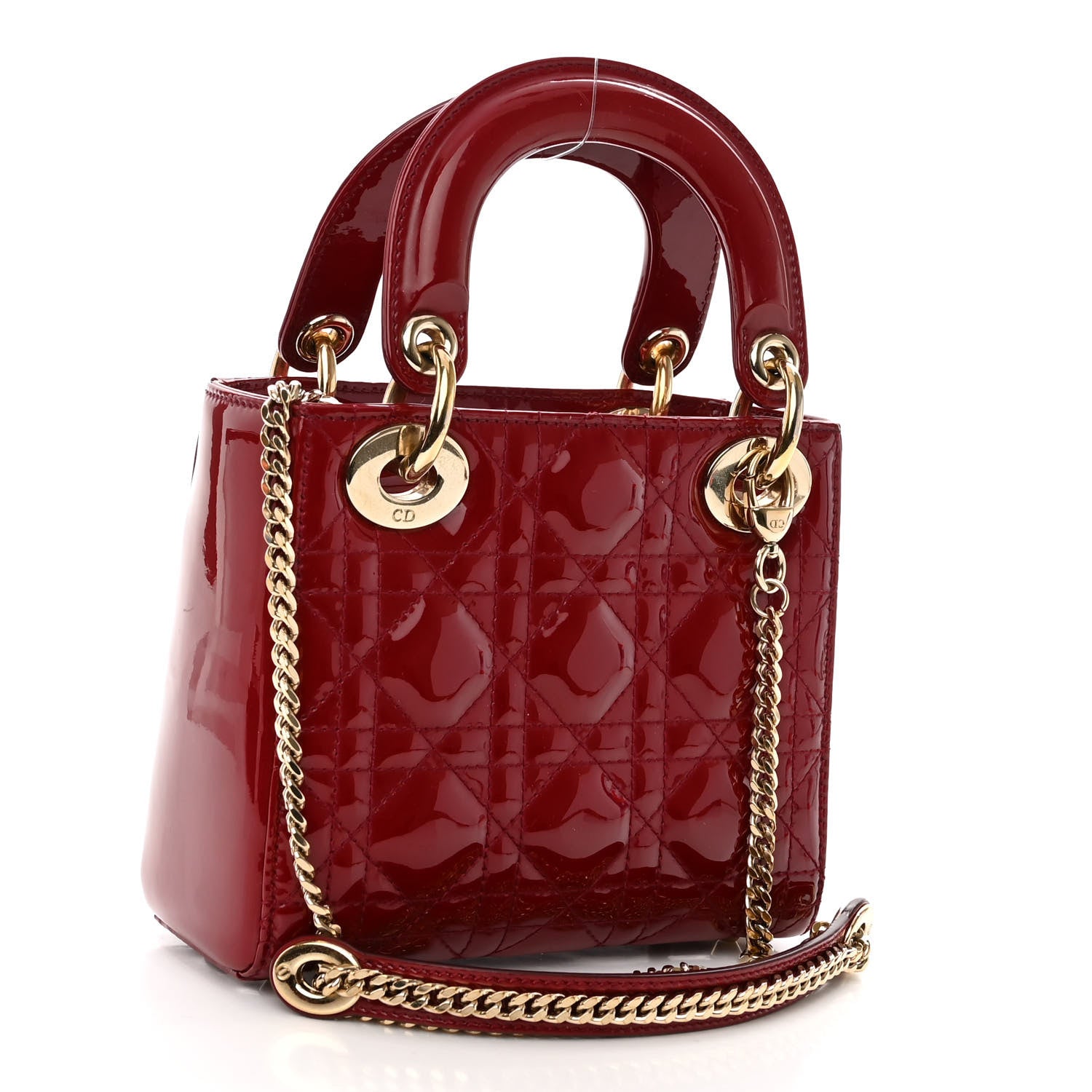 Christian Dior Patent Cannage Mini Lady Dior Red 3 of 9