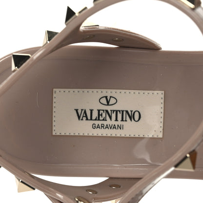 Valentino Garavani PVC Jelly Rockstud Caged Sandals 37 Poudre 6 of 7