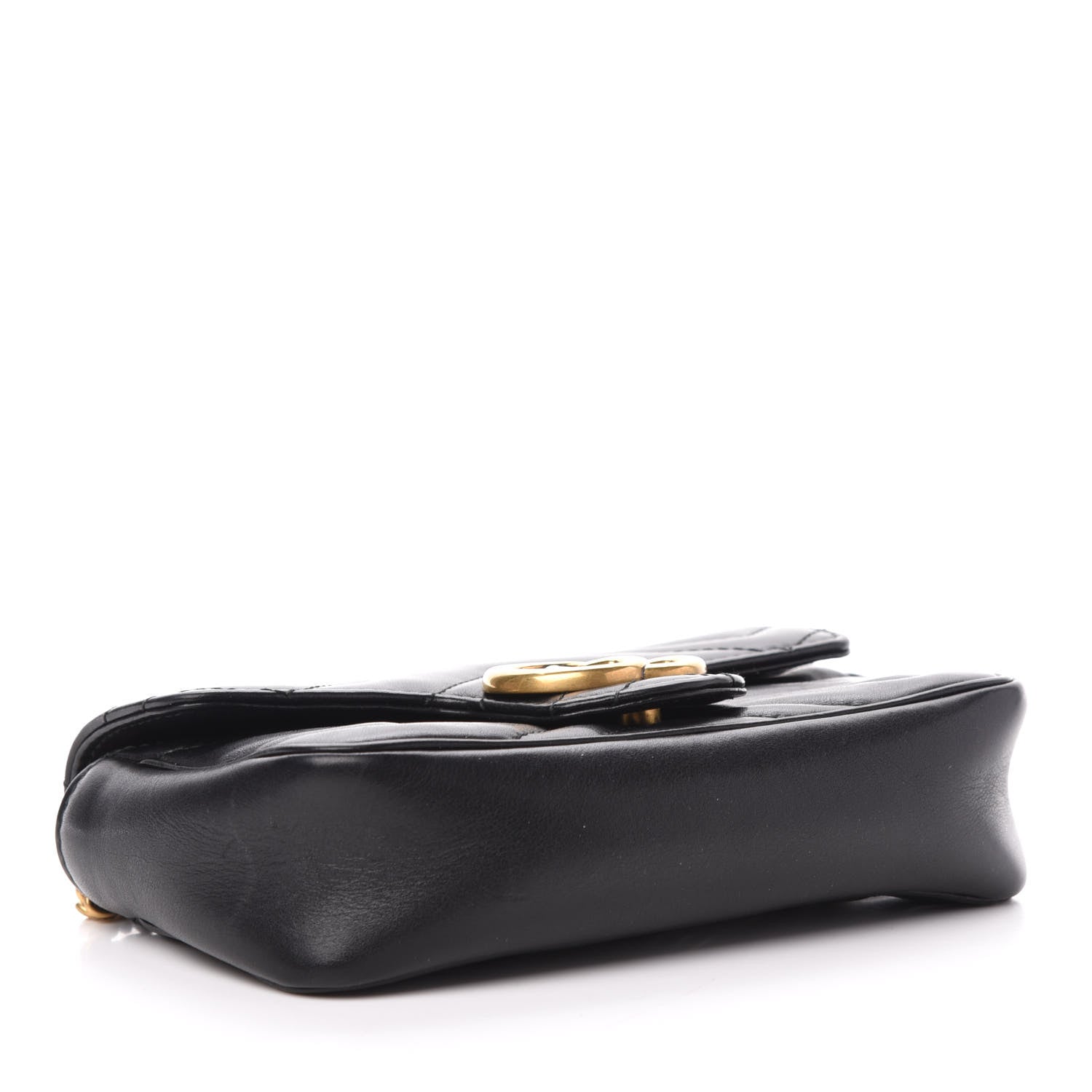 Gucci Calfskin Matelasse Super Mini GG Marmont Shoulder Bag Black 4 of 13