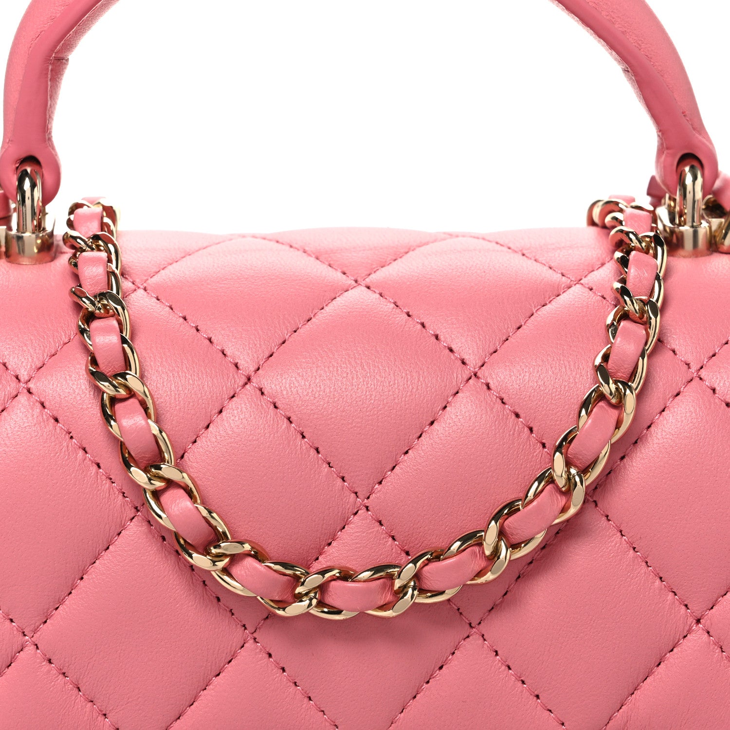Chanel Lambskin Quilted Mini Top Handle Rectangular Flap Pink 8 of 10