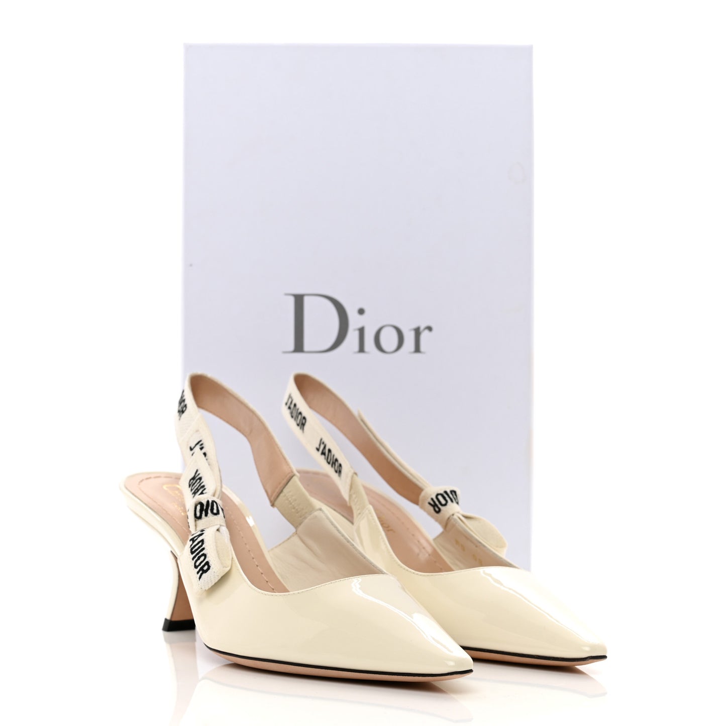 Patent Ribbon J'Adior Slingback 65mm Pumps 36 Off White