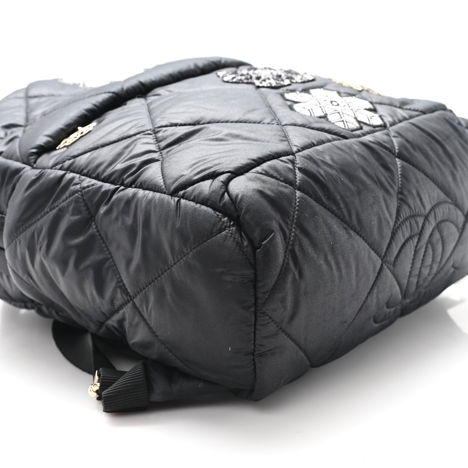 Chanel Nylon Tweed Quilted Small Coco Neige Snowflake Backpack Black 9 of 11