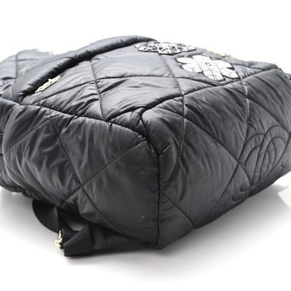 Chanel Nylon Tweed Quilted Small Coco Neige Snowflake Backpack Black 9 of 11