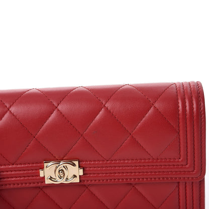 Chanel Lambskin Quilted Boy Flap Wallet Red 9 of 10