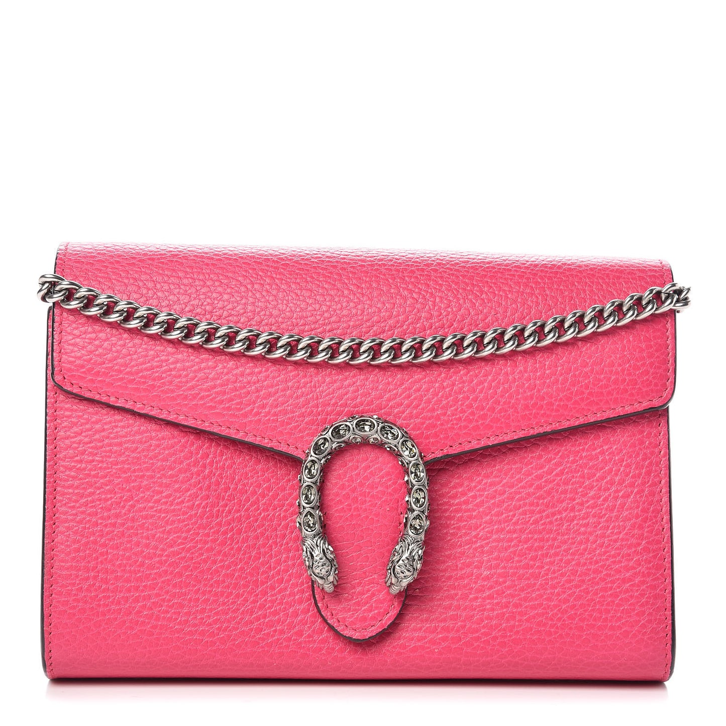 Dollar Calfskin Crystal Mini Dionysus Chain Wallet Box Pink