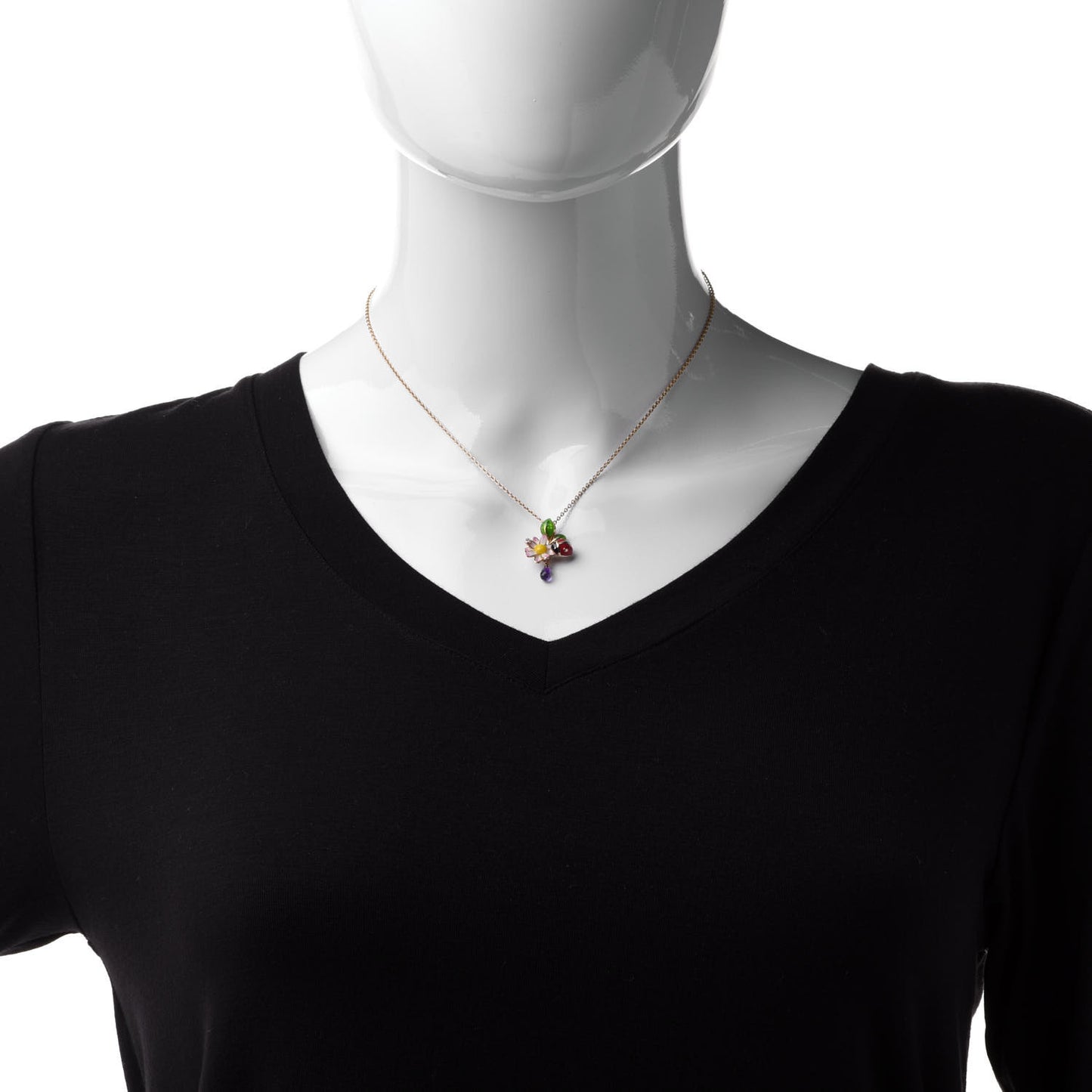 18K Yellow Gold Diamond Amethyst Diorette Pendant Necklace