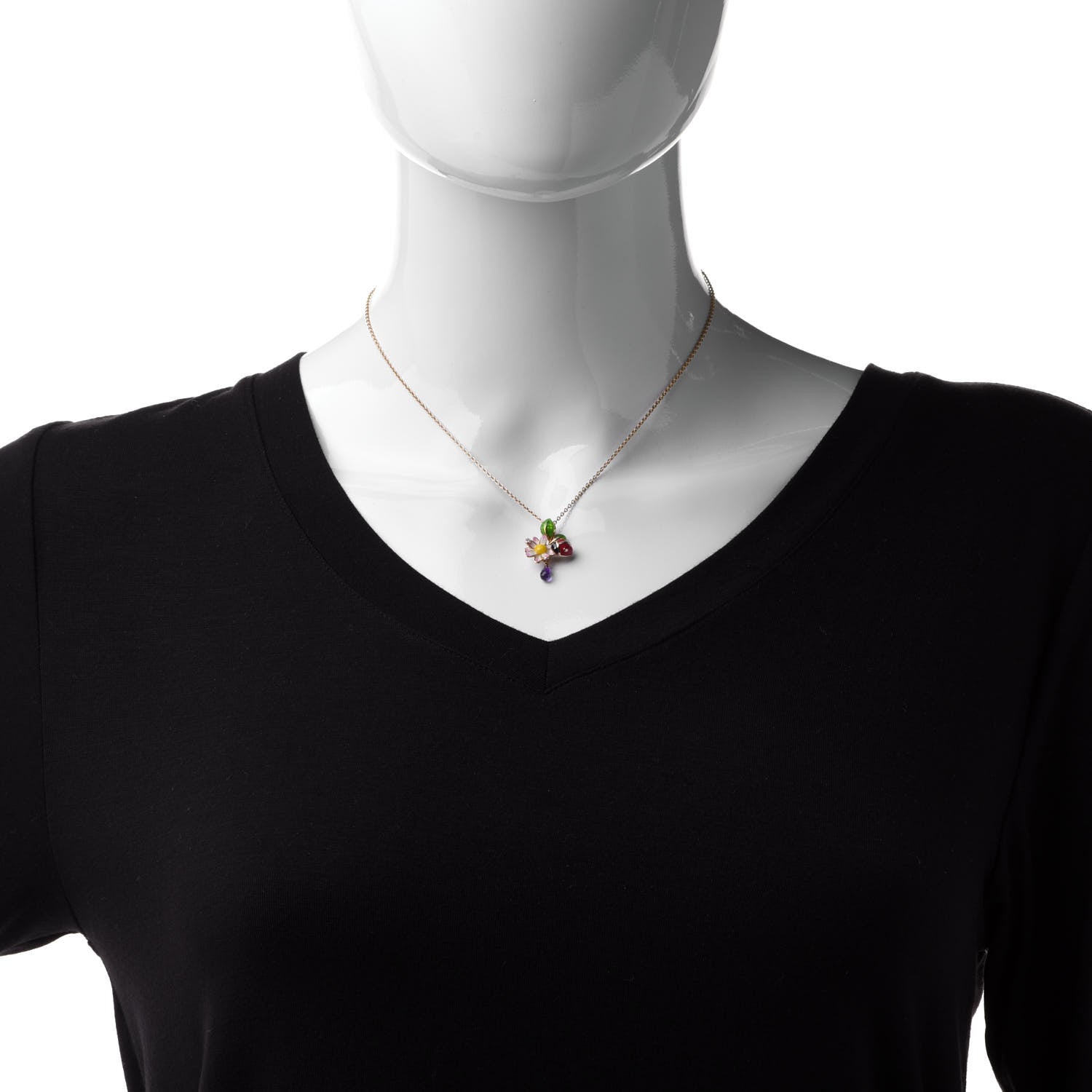 Christian Dior 18K Yellow Gold Diamond Amethyst Diorette Pendant Necklace 2 of 7