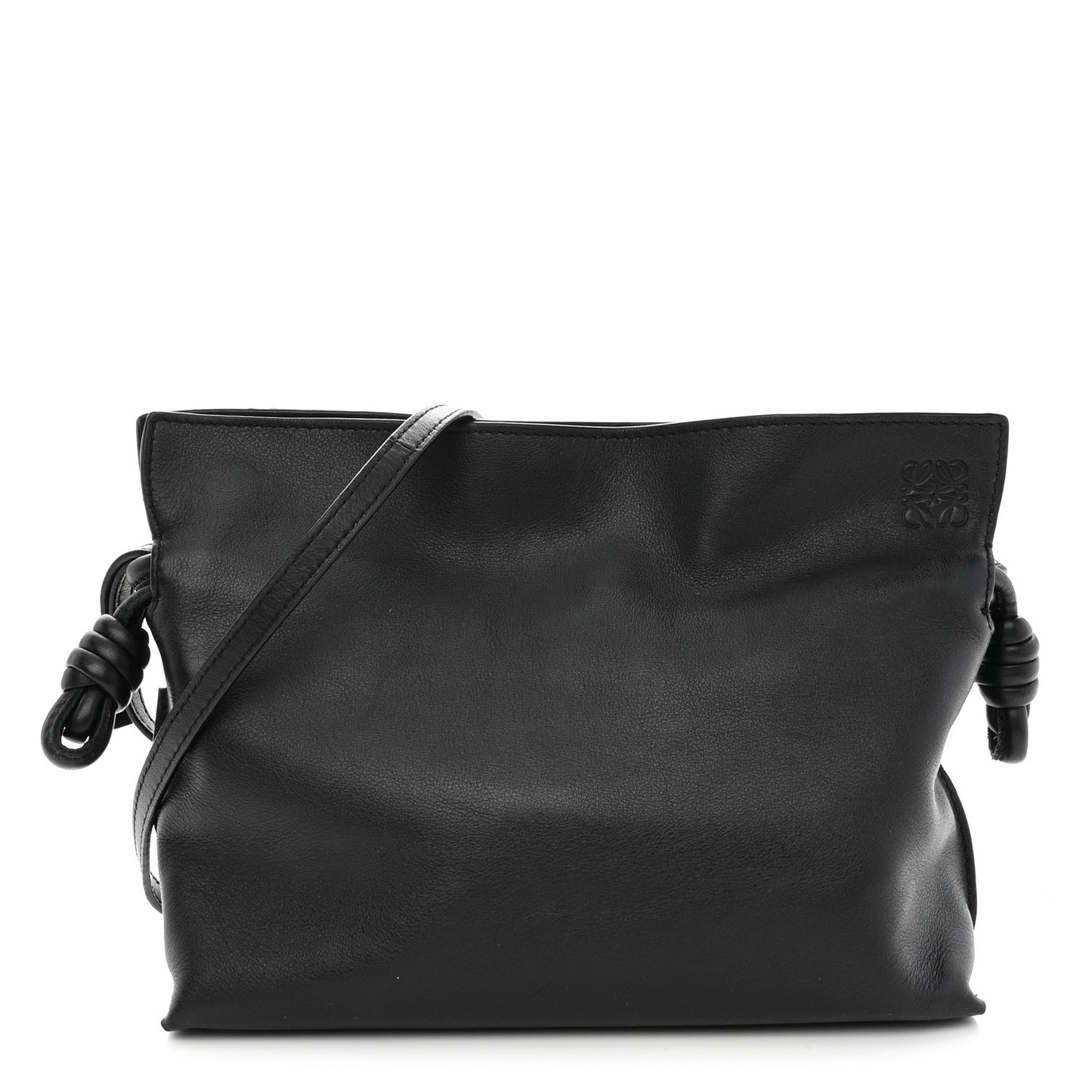 Calfskin Mini Flamenco Knot Clutch Black