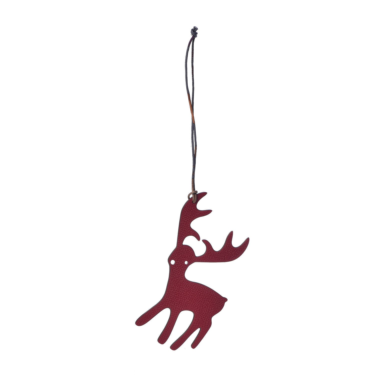 Hermes Togo Epsom Petit H Reindeer Bag Charm Rubis 1 of 2