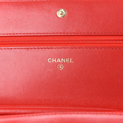 Chanel Lambskin Quilted Boy Wallet On Chain WOC Red 8 of 9