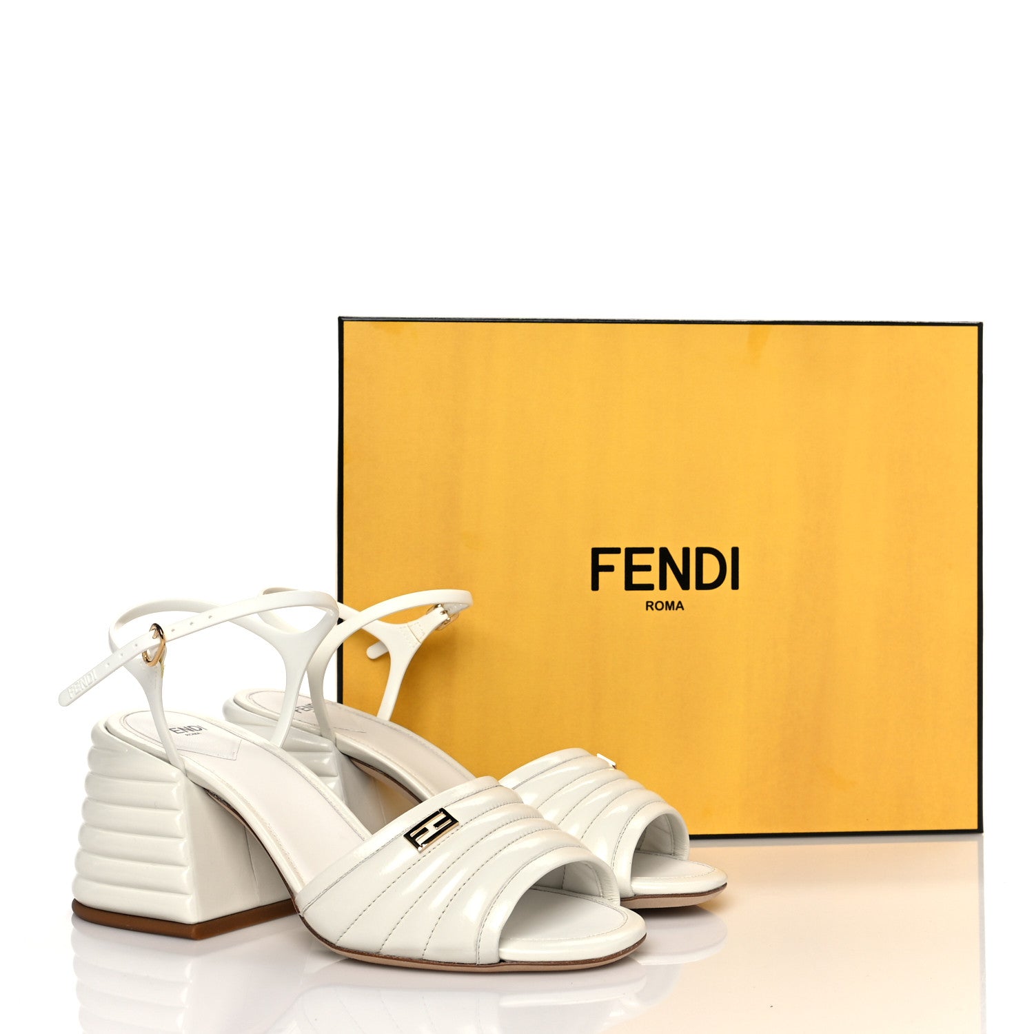 Fendi Calfskin Promenade Slingback Sandals 38 White 9 of 9