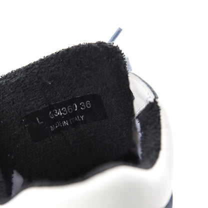 Chanel Nylon Calfskin Suede CC Womens Sneakers 36 Navy White Orange 7 of 8