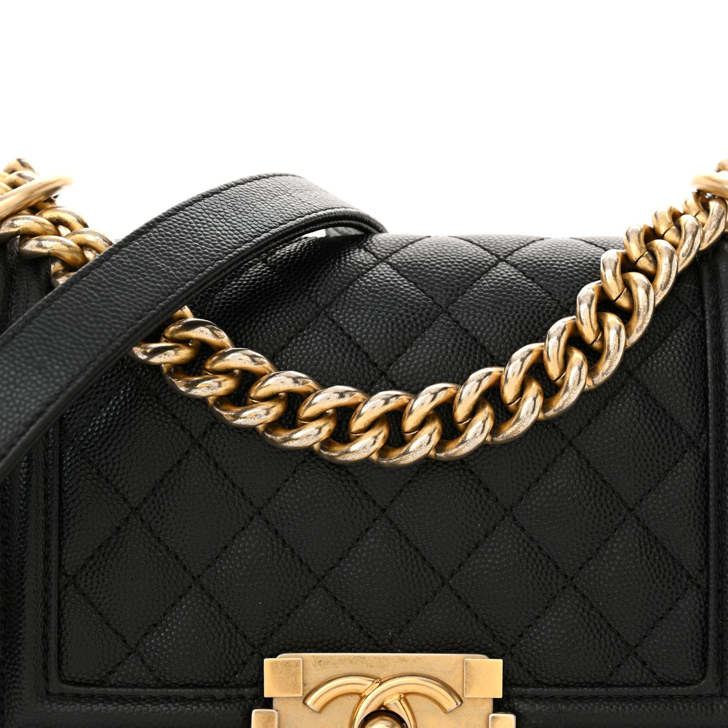 Caviar Quilted Small Boy Flap Black