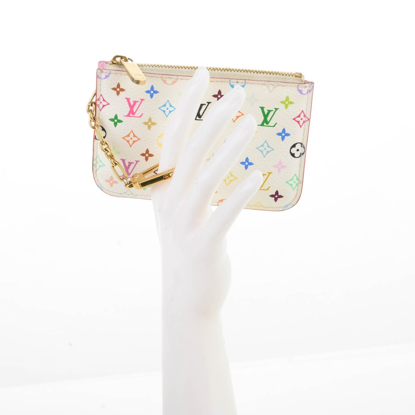 Monogram Multicolor Key Pouch White Litchi