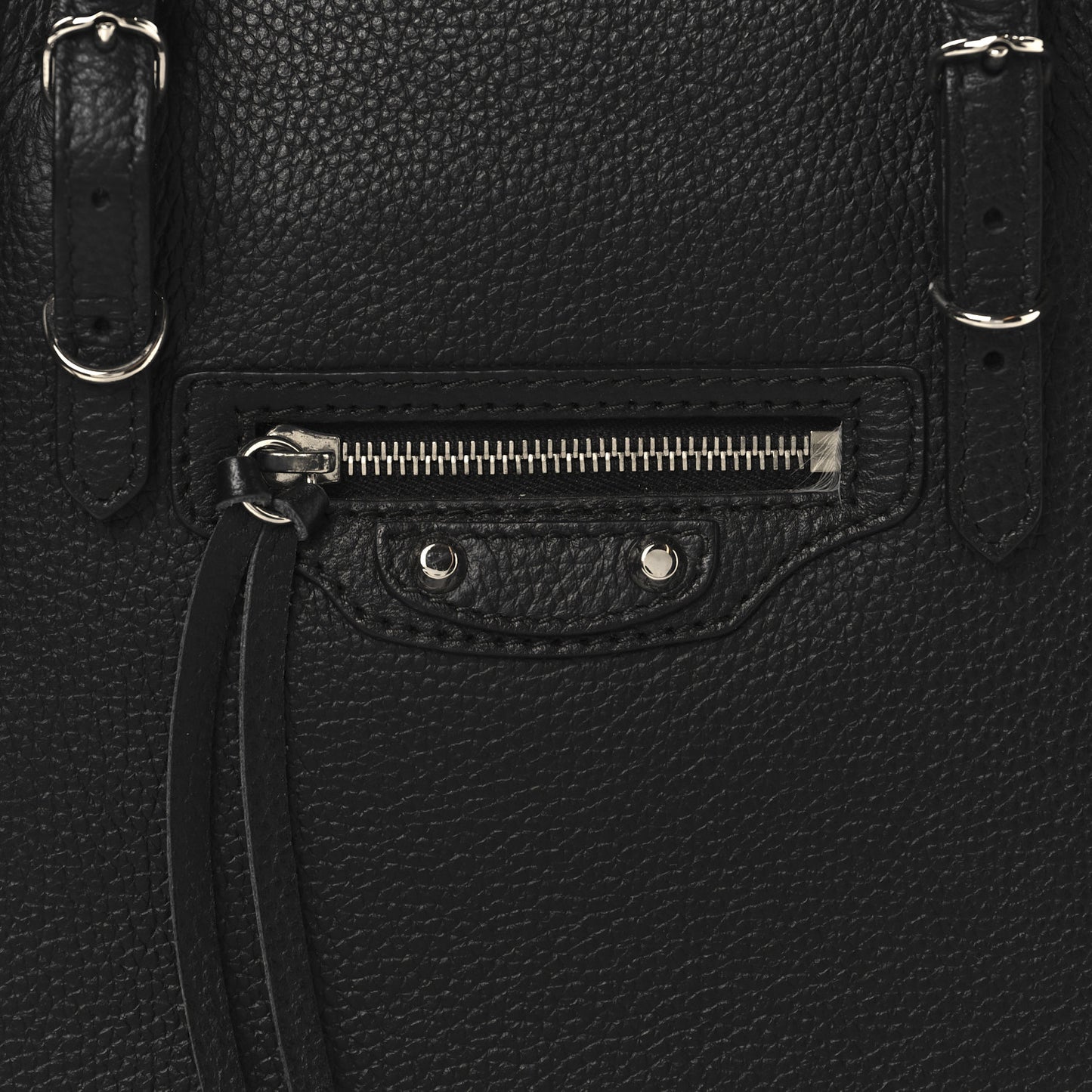 Grained Calfskin Papier Mini A4 Zip Around Tote Black