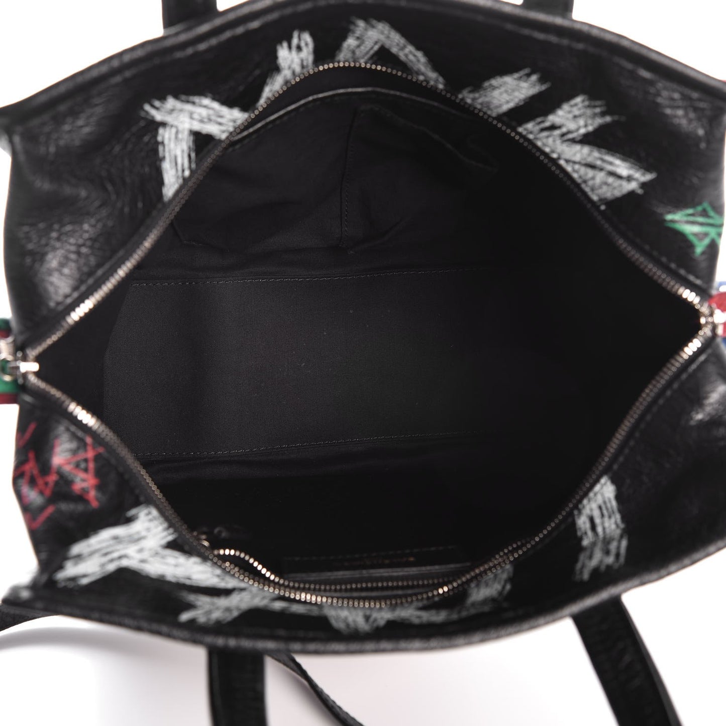 Agneau Arena Graffiti All Over S Bazar Shopper Tote Black Vert Rouge