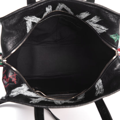 Balenciaga Agneau Arena Graffiti All Over S Bazar Shopper Tote Black Vert Rouge 6 of 8
