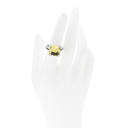 David Yurman Sterling Silver Diamond Lemon Citrine 14mm Chatelaine Ring 54 6.75 2 of 5