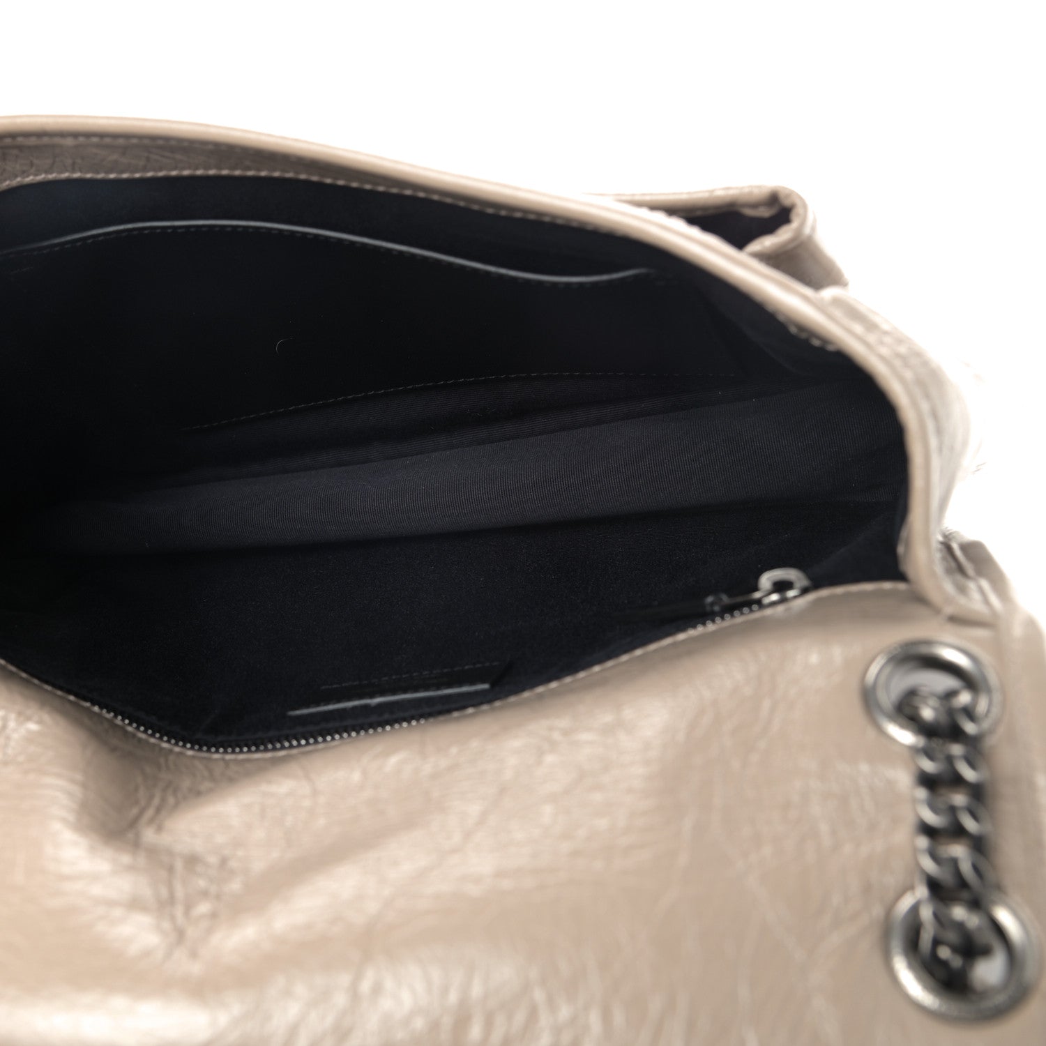Saint Laurent Crinkled Calfskin Matelasse Monogram Medium Niki Chain Satchel Light Natural 4 of 9