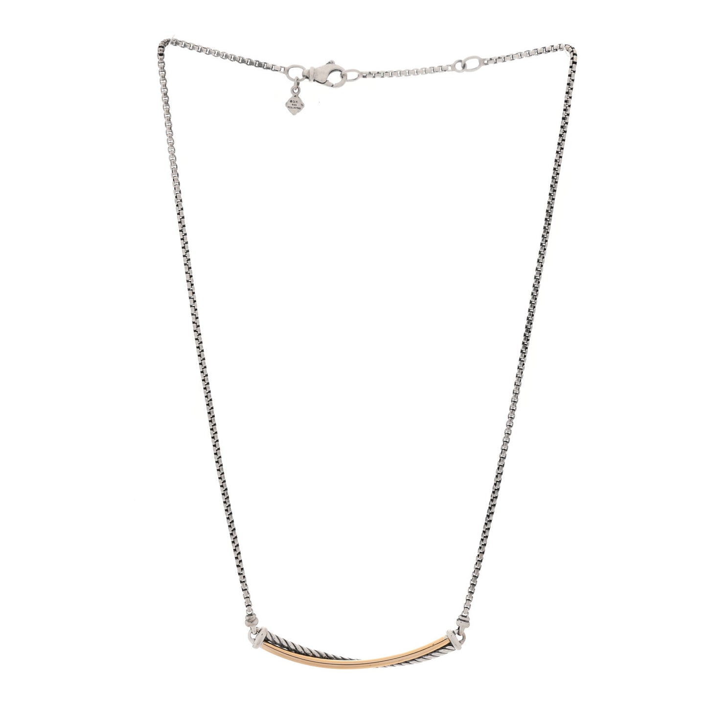 Sterling Silver 14K Yellow Gold Crossover Bar Pendant Necklace