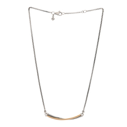 David Yurman Sterling Silver 14K Yellow Gold Crossover Bar Pendant Necklace 3 of 4