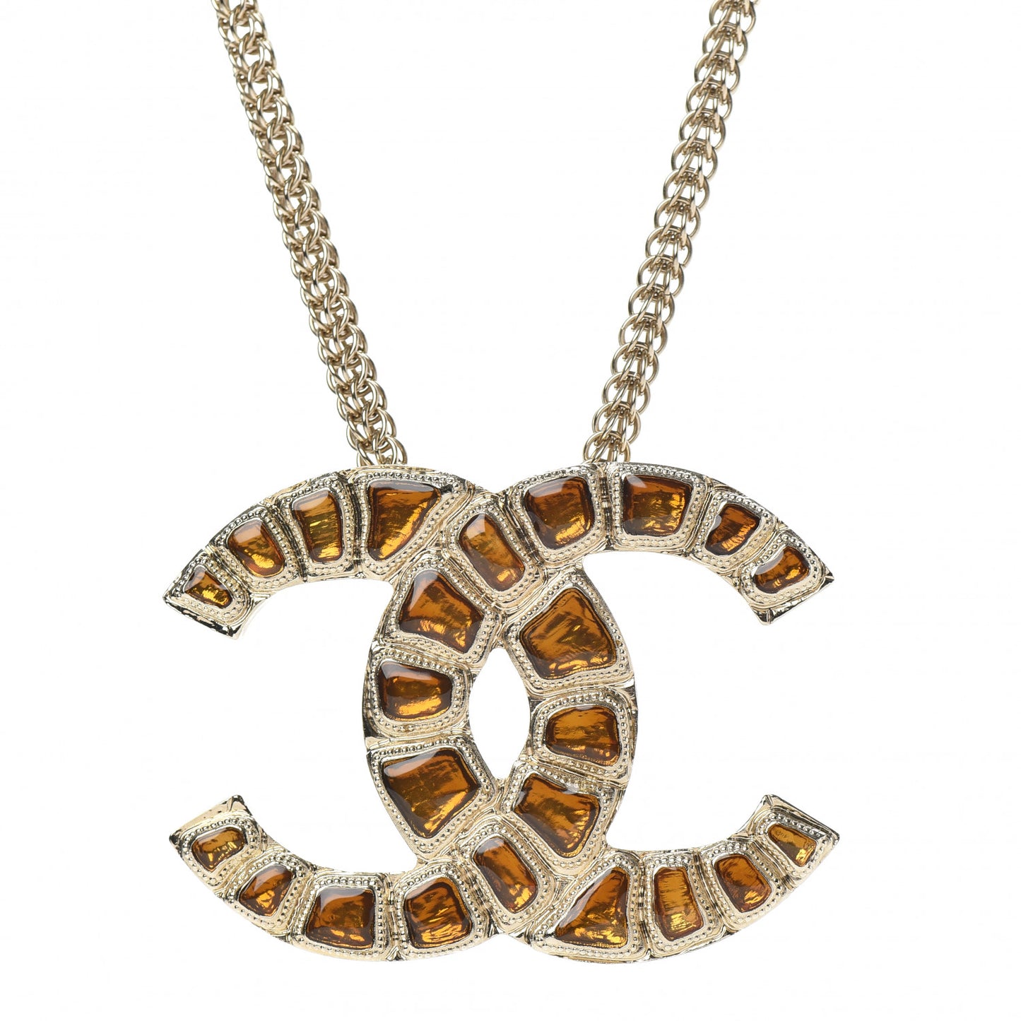 Resin Along The Nile CC Pendant Necklace Gold Orange