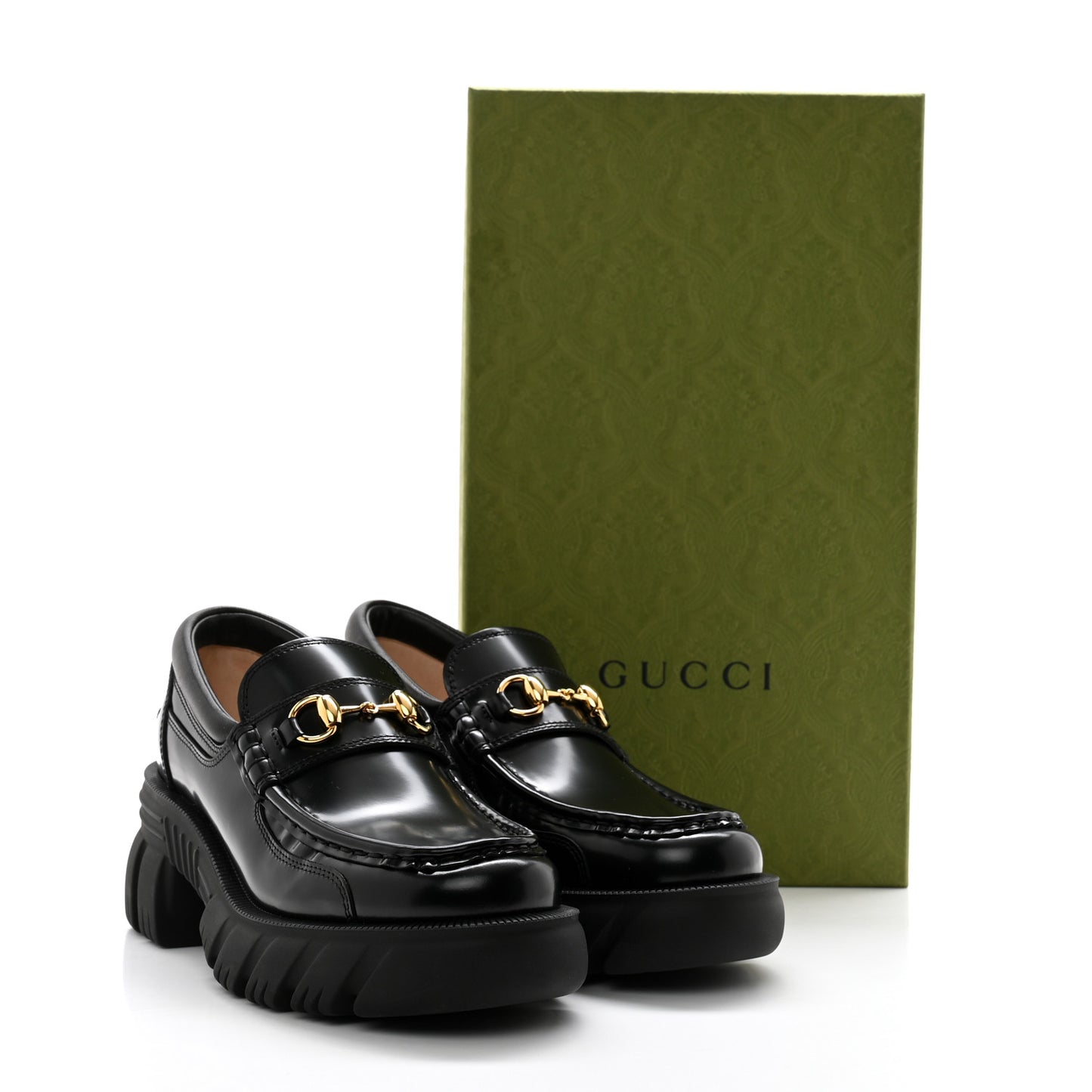 Magnum Calfskin Nappa Samoa Womens Horsebit Platform Chunky Lug Sole 40mm Loafers 37 Black