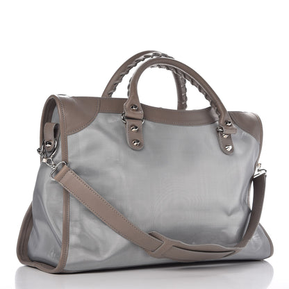 Balenciaga Technical Mesh Vegetable Calfskin Classic Silver Hardware City Gris Ardoise Gris Pyrite 3 of 9