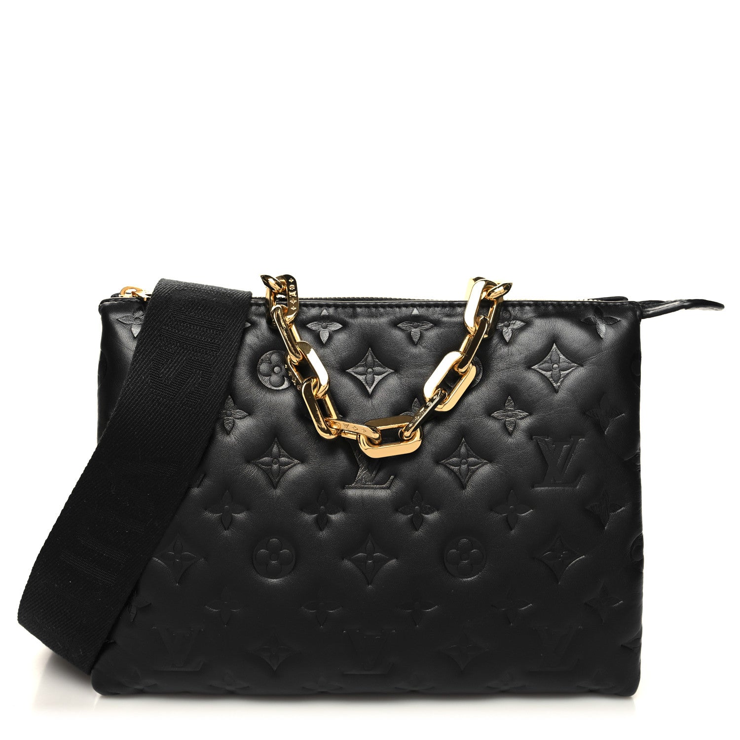 Louis Vuitton Lambskin Embossed Monogram Coussin MM Black 1 of 12