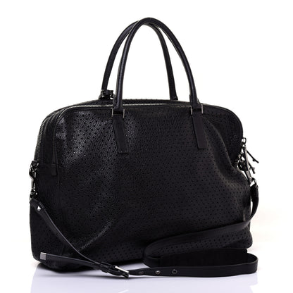 Valentino Garavani Calfskin Perforated Rockstud Large Travel Briefcase Black 3 of 10