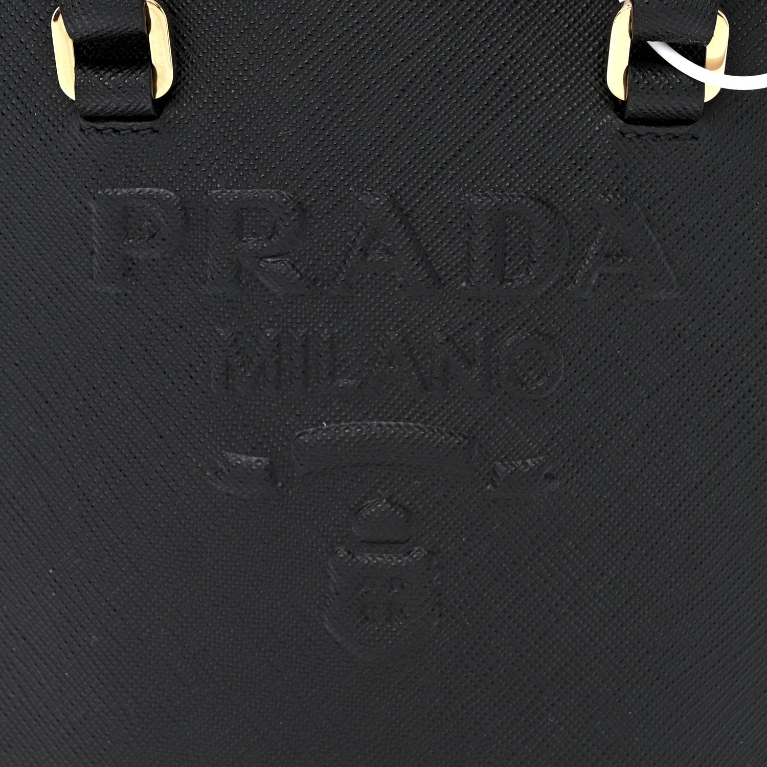Prada Saffiano Lux Triangle Logo Embossed Small Double Handle Crossbody Tote Black 10 of 12
