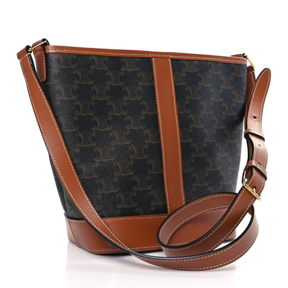 Celine Triomphe Canvas Calfskin Small Bucket Bag Tan 3 of 9