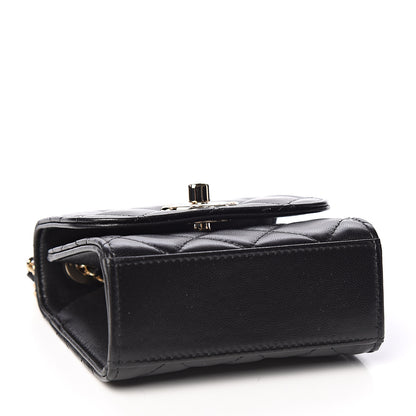 Chanel Lambskin Quilted Mini Trendy CC Chain Wallet Black 3 of 10
